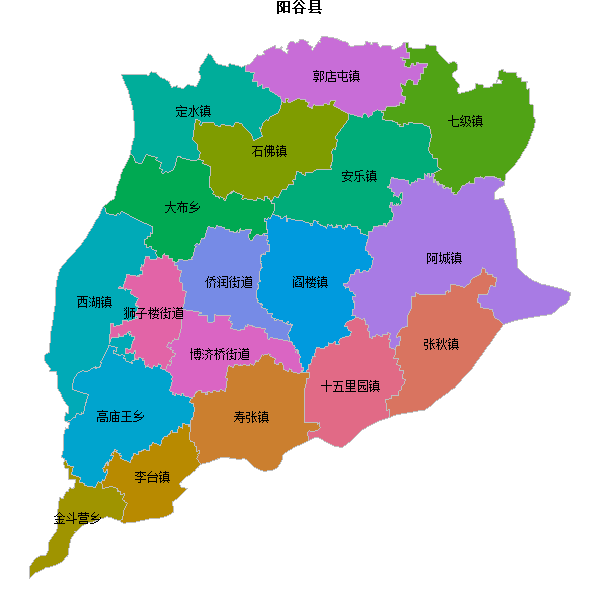 阳谷县乡镇地图shp数据WGS84坐标系.shp