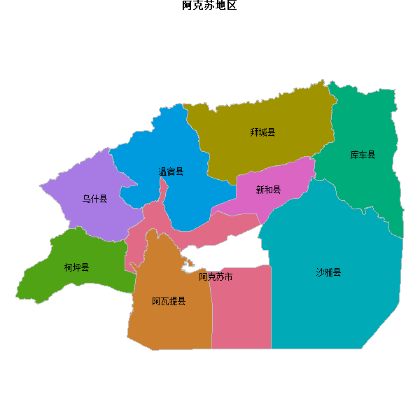 阿克苏地区地图shp数据WGS84坐标系.shp