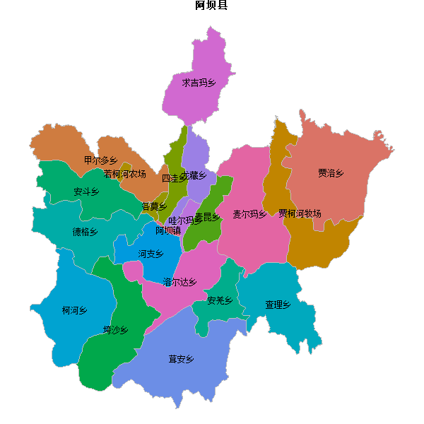 阿坝县乡镇地图shp数据WGS84坐标系.shp