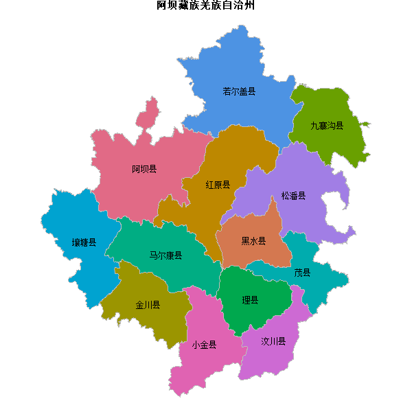 阿坝藏族羌族自治州地图shp数据WGS84坐标系.shp