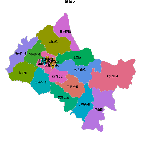 阿城区乡镇地图shp数据WGS84坐标系.shp