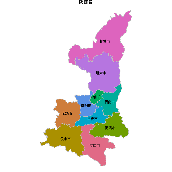 陕西省地图shp数据WGS84坐标系.shp