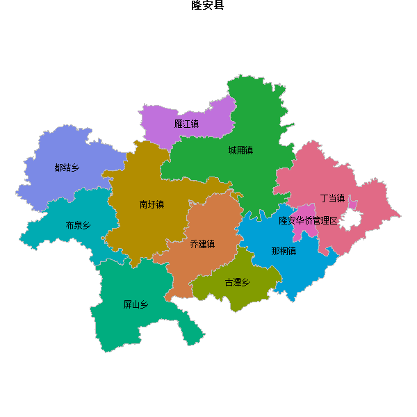 隆安县乡镇地图shp数据WGS84坐标系.shp