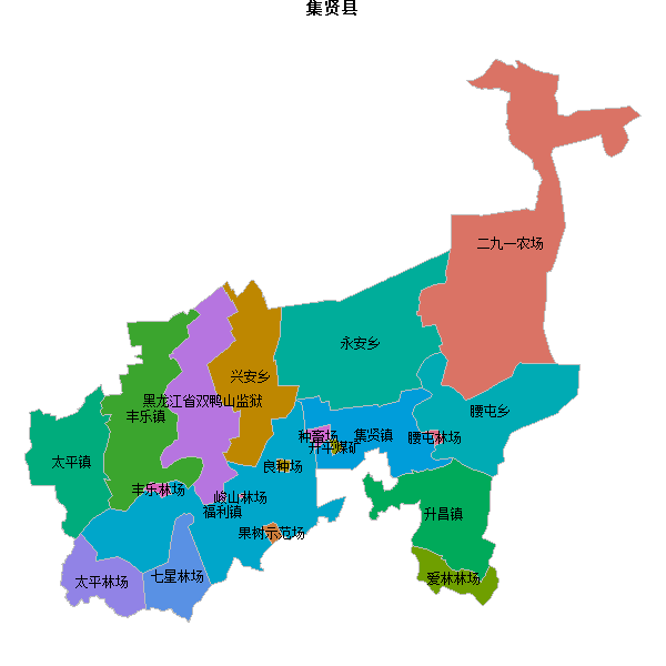 集贤县乡镇地图shp数据WGS84坐标系.shp