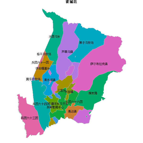 霍城县乡镇地图shp数据WGS84坐标系.shp