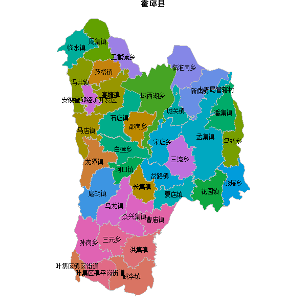 霍邱县乡镇地图shp数据WGS84坐标系.shp