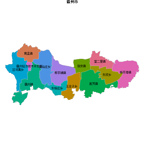 霸州市乡镇地图shp数据WGS84坐标系.shp
