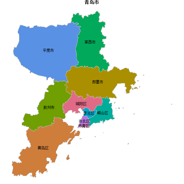 青岛市地图shp数据WGS84坐标系.shp