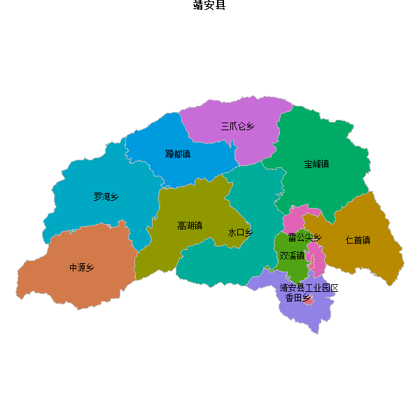 靖安县乡镇地图shp数据WGS84坐标系.shp