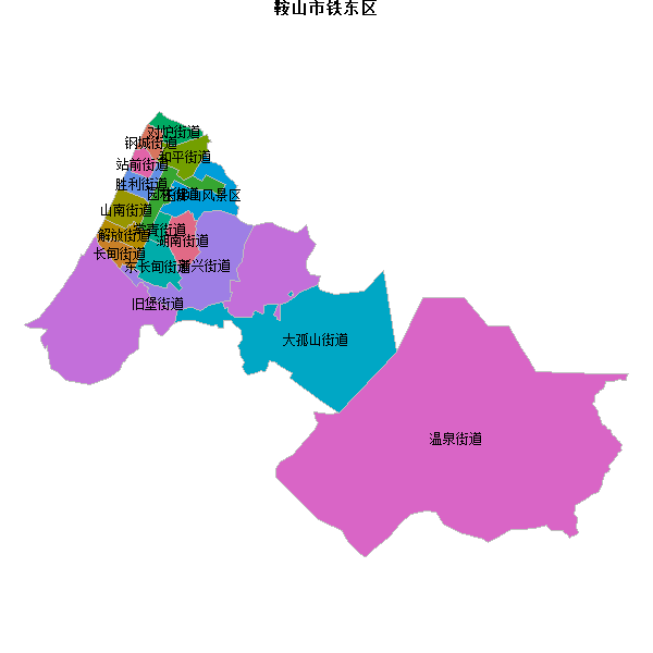 鞍山市铁东区乡镇地图JSON数据WGS84坐标系.json