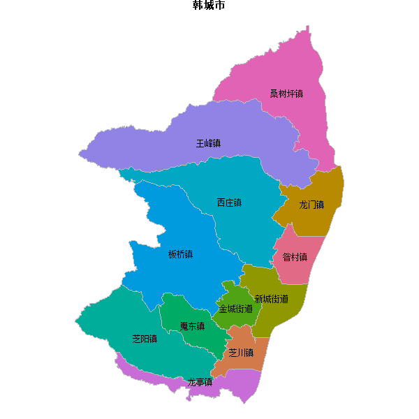 韩城市乡镇地图shp数据WGS84坐标系.shp