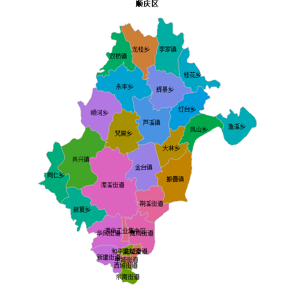 顺庆区乡镇地图shp数据WGS84坐标系.shp