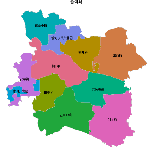 香河县乡镇地图shp数据WGS84坐标系.shp