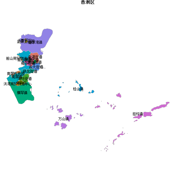 香洲区乡镇地图shp数据WGS84坐标系.shp