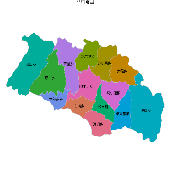 马尔康县乡镇地图shp数据WGS84坐标系.shp