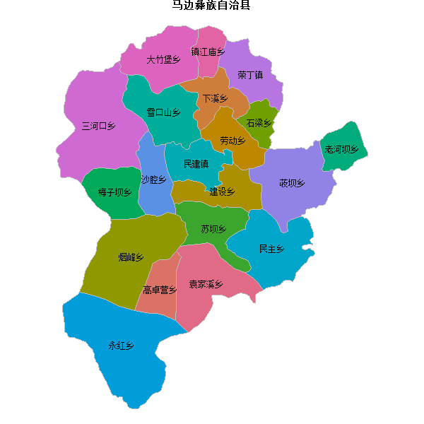 马边彝族自治县乡镇地图shp数据WGS84坐标系.shp