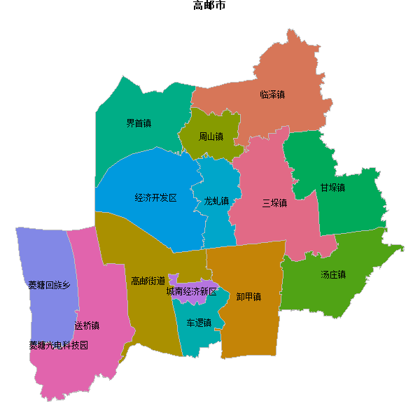 高邮市乡镇地图shp数据WGS84坐标系.shp