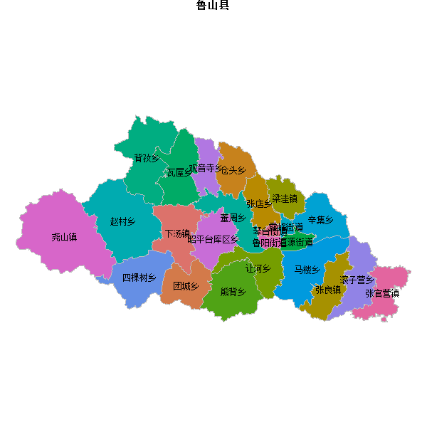 鲁山县乡镇地图shp数据WGS84坐标系.shp