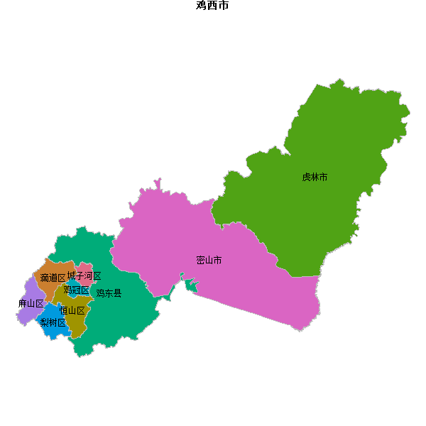 鸡西市地图shp数据WGS84坐标系.shp