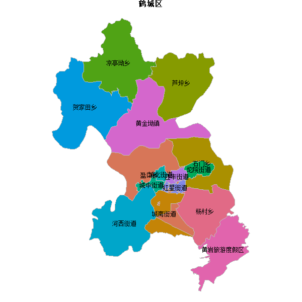 鹤城区乡镇地图shp数据WGS84坐标系.shp
