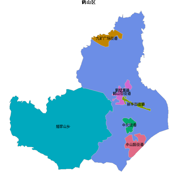 鹤山区乡镇地图shp数据WGS84坐标系.shp