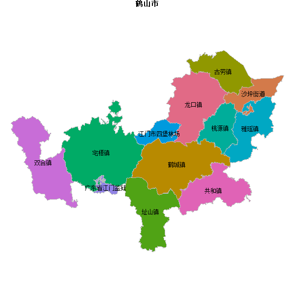 鹤山市乡镇地图shp数据WGS84坐标系.shp