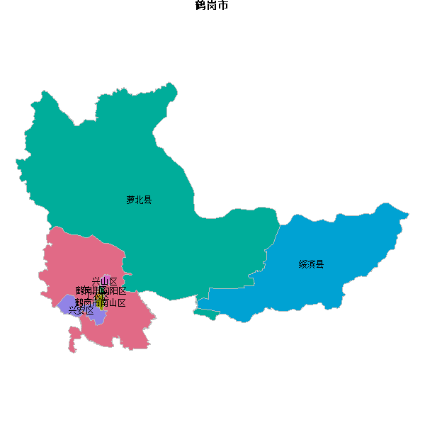 鹤岗市地图shp数据WGS84坐标系.shp