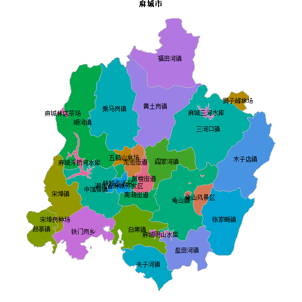 麻城市乡镇地图shp数据WGS84坐标系.shp