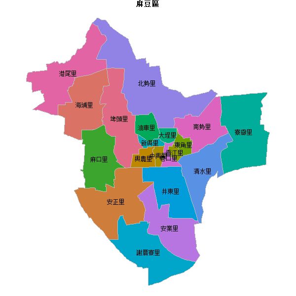 麻豆區乡镇地图JSON数据WGS84坐标系.json