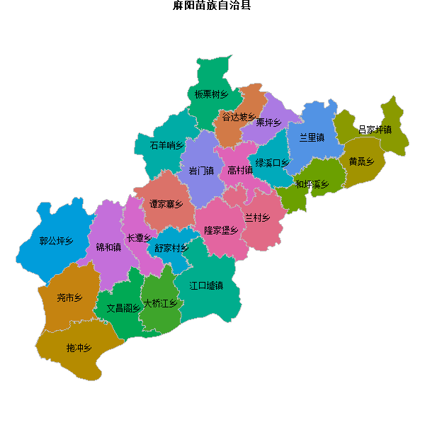 麻阳苗族自治县乡镇地图shp数据WGS84坐标系.shp