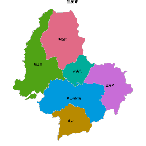 黑河市地图shp数据WGS84坐标系.shp