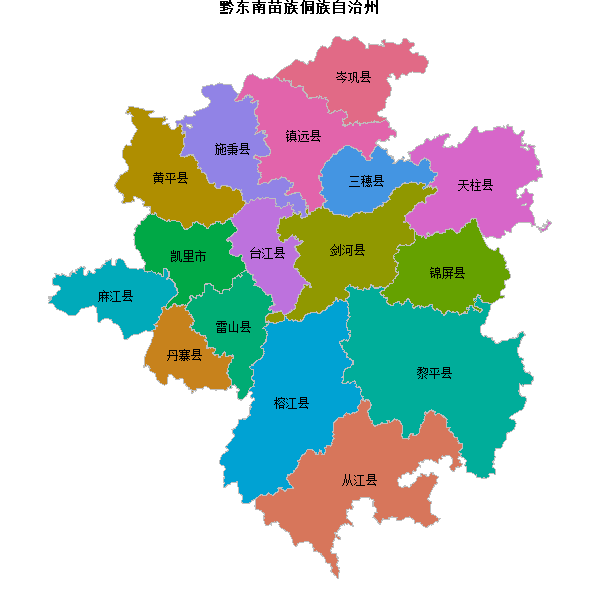 黔东南苗族侗族自治州地图shp数据WGS84坐标系.shp