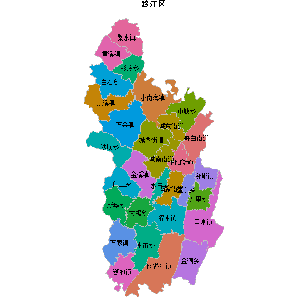 黔江区乡镇地图shp数据WGS84坐标系.shp