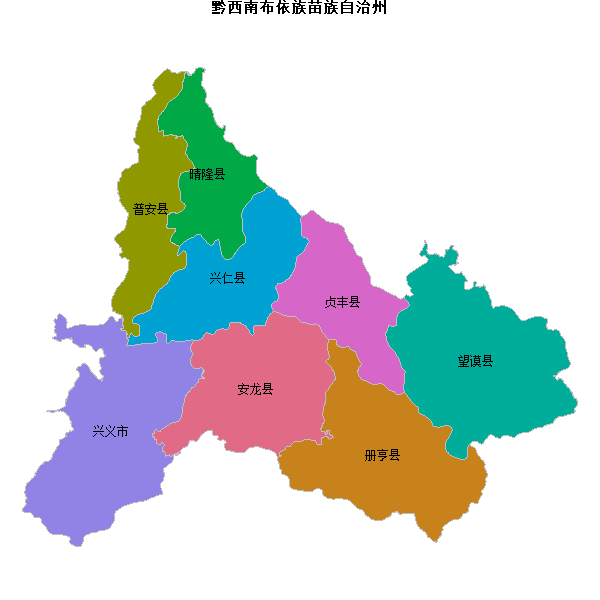黔西南布依族苗族自治州地图shp数据WGS84坐标系.shp