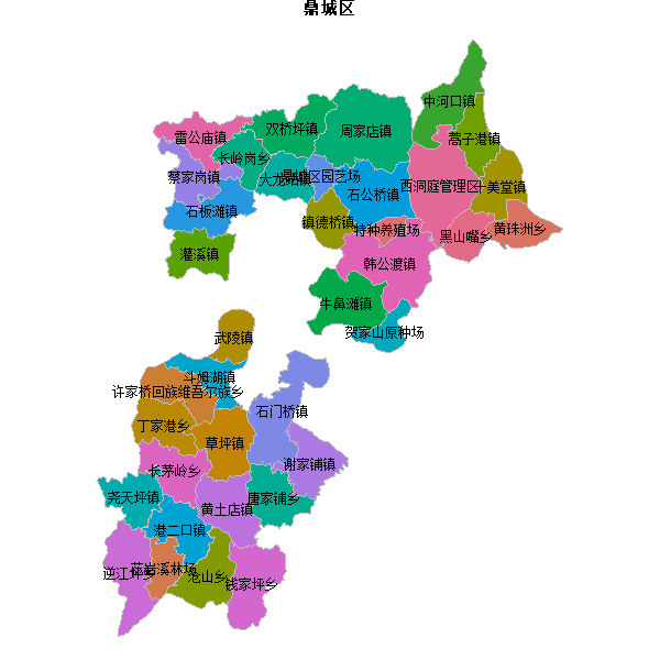 鼎城区乡镇地图shp数据WGS84坐标系.shp
