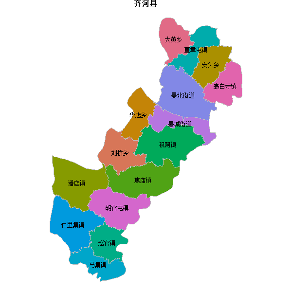 齐河县乡镇地图shp数据WGS84坐标系.shp