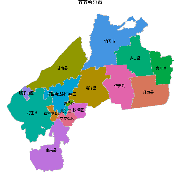 齐齐哈尔市地图shp数据WGS84坐标系.shp