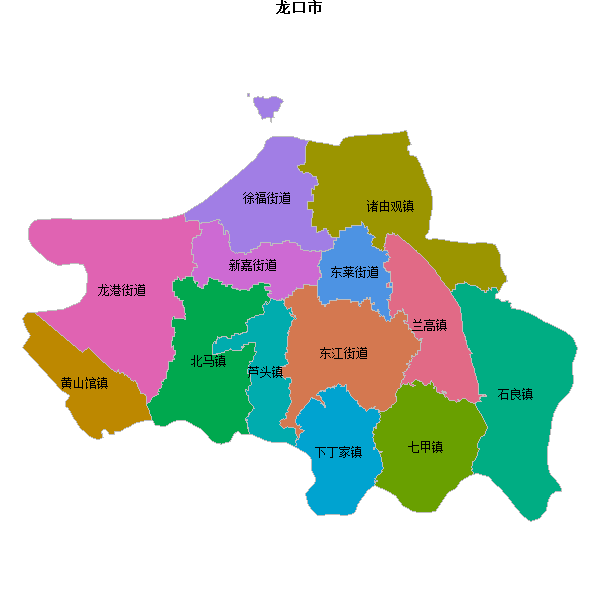 龙口市乡镇地图shp数据WGS84坐标系.shp