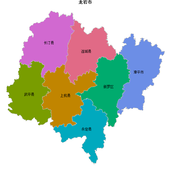 龙岩市地图shp数据WGS84坐标系.shp