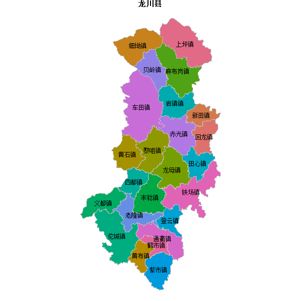 龙川县乡镇地图shp数据WGS84坐标系.shp
