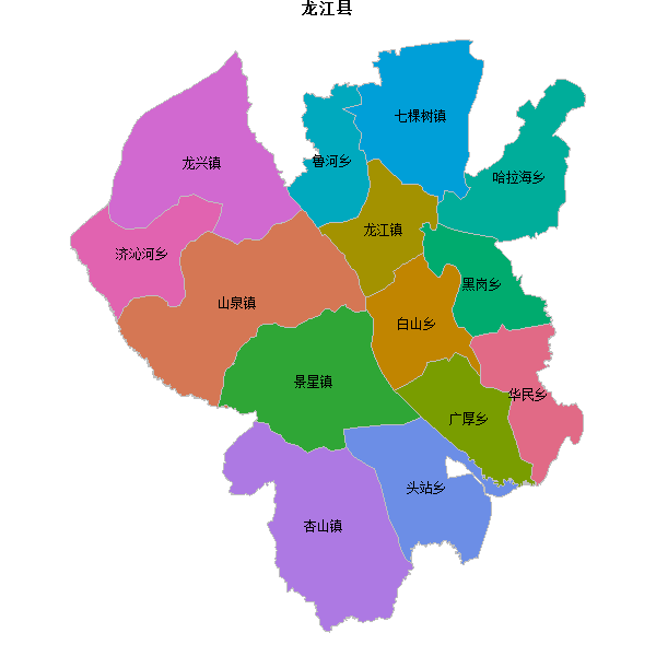 龙江县乡镇地图shp数据WGS84坐标系.shp