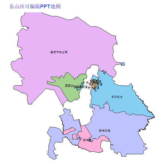 鹤岗市东山区乡镇地图可编辑PPT行政区划边界高清(黑龙江省).pptx