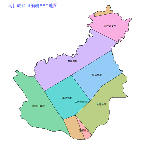 伊春市乌伊岭区乡镇地图可编辑PPT行政区划边界高清(黑龙江省).pptx