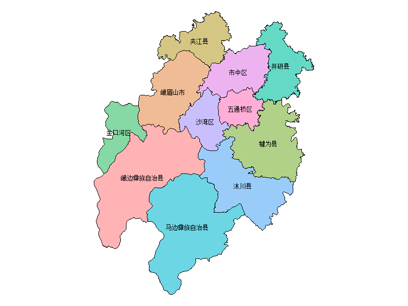 乐山市县级地图PPT可编辑矢量行政区划(四川省).pptx