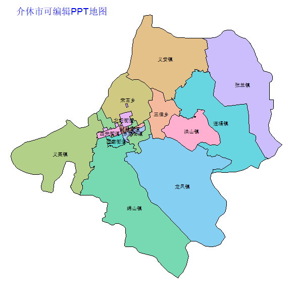 晋中市介休市乡镇地图矢量可编辑PPT行政区划边界高清(山西省).pptx