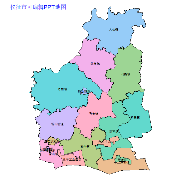 扬州市仪征市乡镇地图可编辑PPT行政区划边界高清(江苏省).pptx