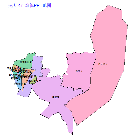 银川市兴庆区乡镇地图矢量可编辑PPT行政区划边界高清(宁夏回族自治区).pptx