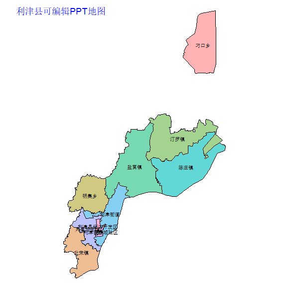 东营市利津县乡镇地图矢量可编辑PPT行政区划边界高清(山东省).pptx