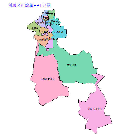 吴忠市利通区乡镇地图矢量可编辑PPT行政区划边界高清(宁夏回族自治区).pptx