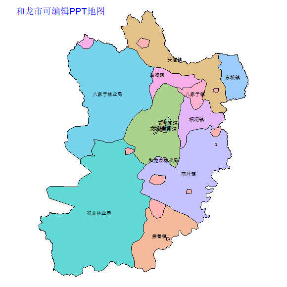 延边朝鲜族自治州和龙市乡镇地图可编辑PPT行政区划边界高清(吉林省).pptx